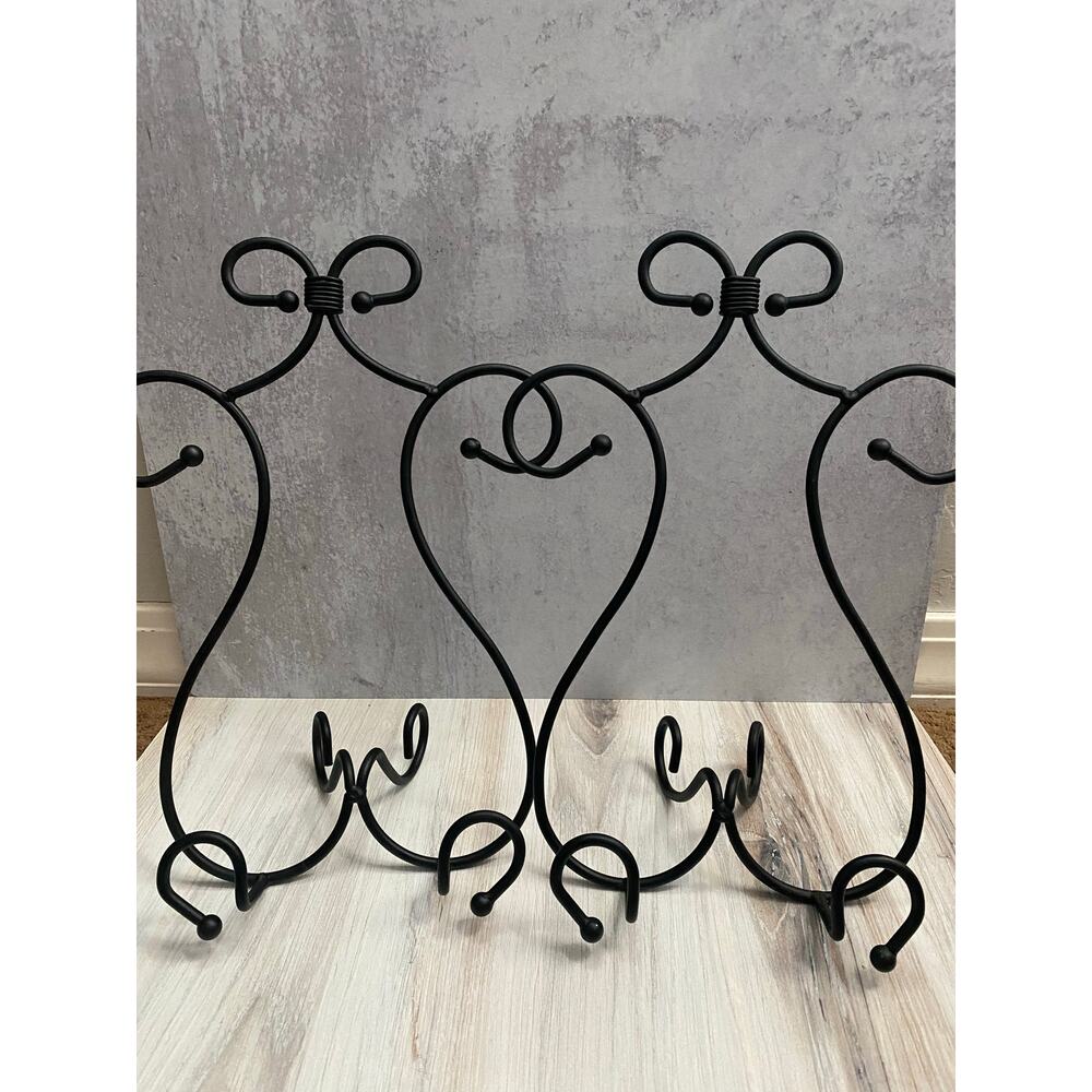 Southern Living at Home Ornate Black Wrought Iron Cook Book Art Stand Set of 2